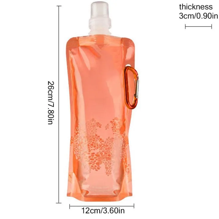 0.5L Portable Ultralight Foldable Silicone Water Bag Outdoor Sports Supplies Hiking Camping Soft Flask Waterproof Bag(Pink)