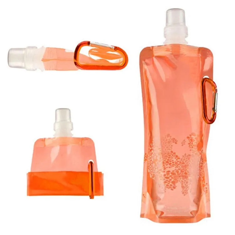 0.5L Portable Ultralight Foldable Silicone Water Bag Outdoor Sports Supplies Hiking Camping Soft Flask Waterproof Bag(Pink)