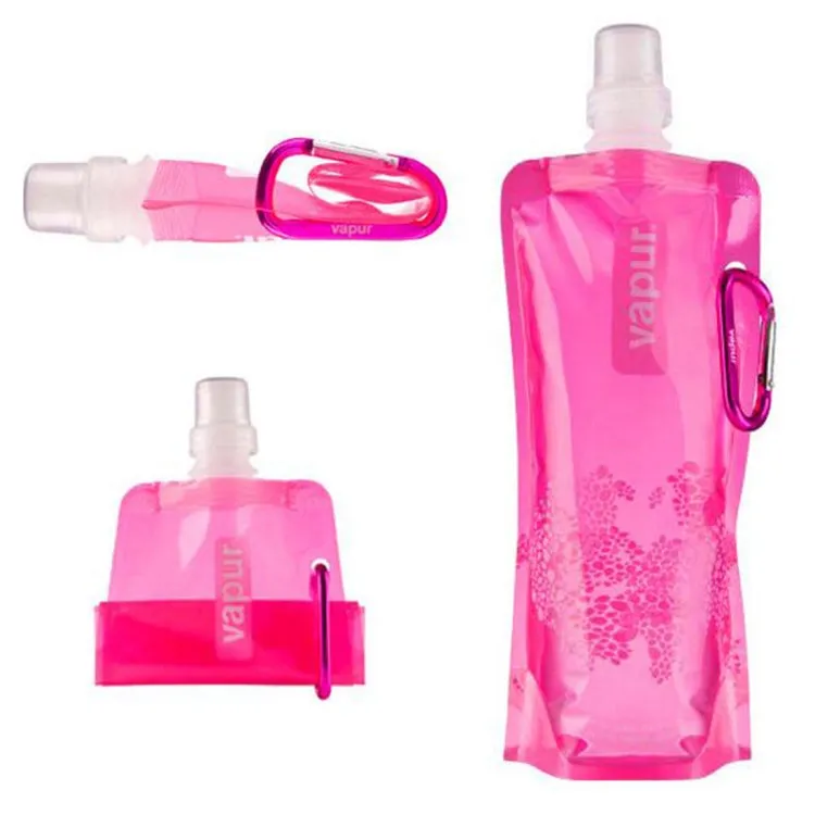 0.5L Portable Ultralight Foldable Silicone Water Bag Outdoor Sports Supplies Hiking Camping Soft Flask Waterproof Bag(Pink)