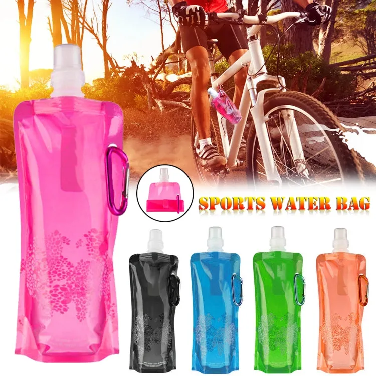 0.5L Portable Ultralight Foldable Silicone Water Bag Outdoor Sports Supplies Hiking Camping Soft Flask Waterproof Bag(Pink)