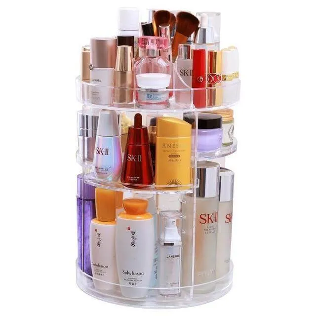 360 Degree Rotation Cosmetic MakeUp Cologne Organizer Box