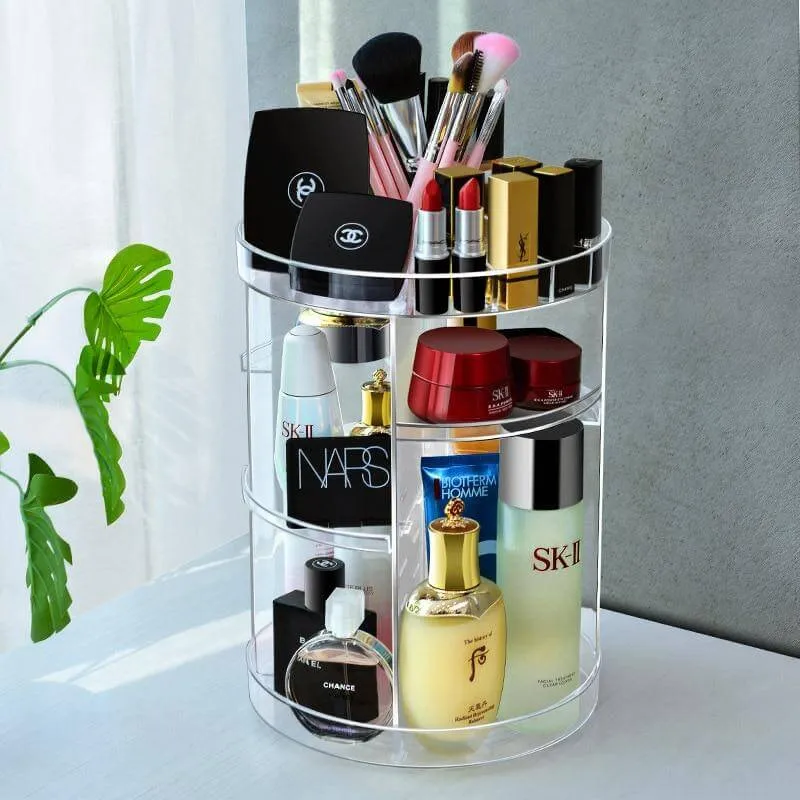 360 Degree Rotation Cosmetic MakeUp Cologne Organizer Box