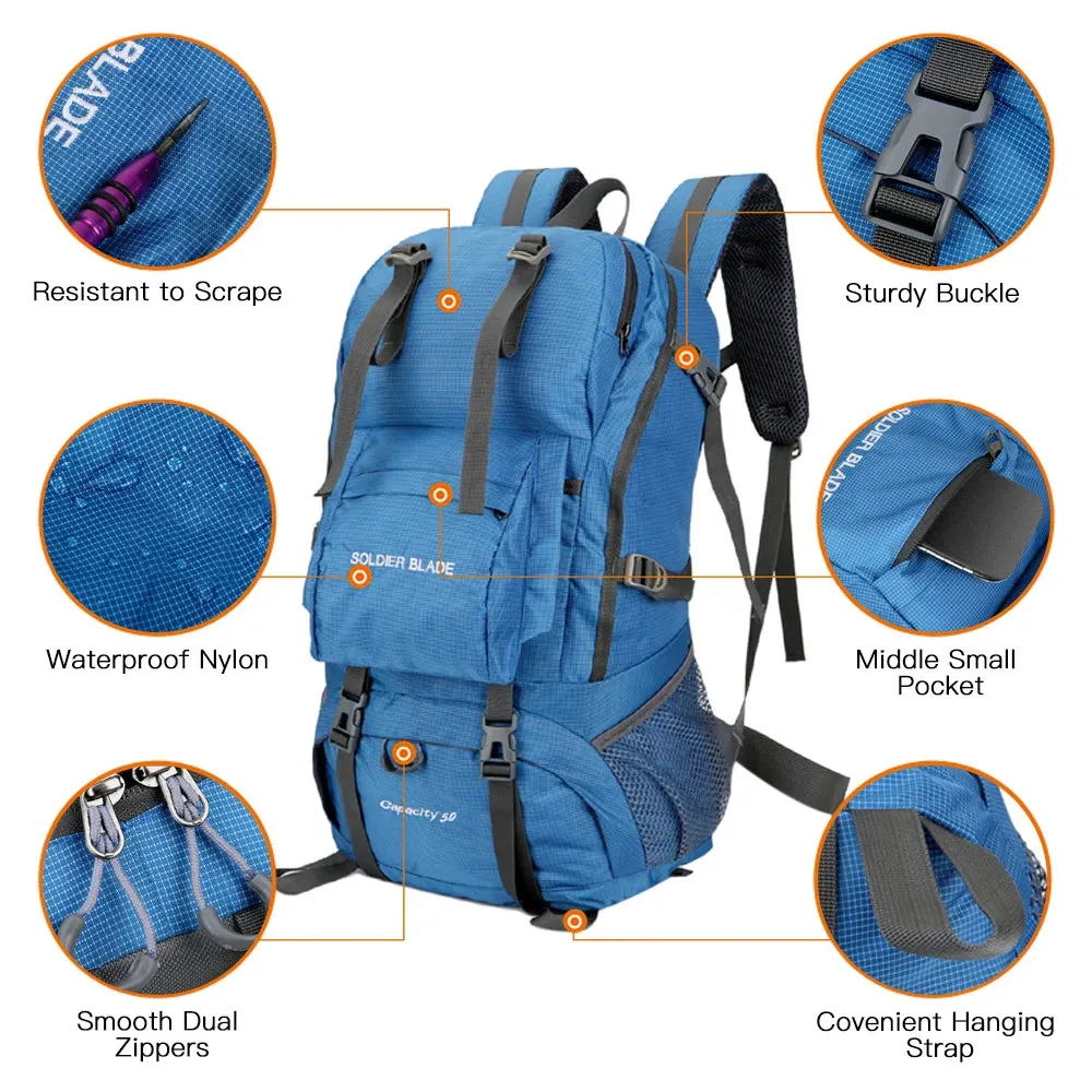 50L Mountaineering Backpack Waterproof Outdoor Running Bicycle Bag Large Capacity Riding Backpack Breathable Jogging Travel Bag