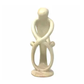 8-inch Family Soapstone Sculpture - 1 Parent and 2 Children