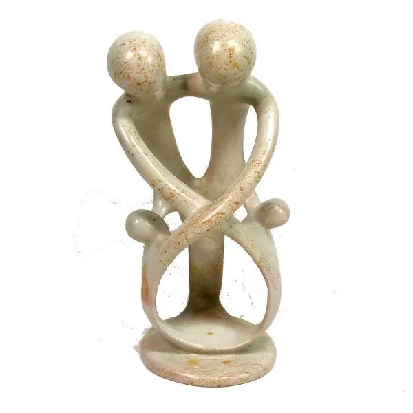 8-inch Family Soapstone Sculpture - 2 Parents and 2 Children