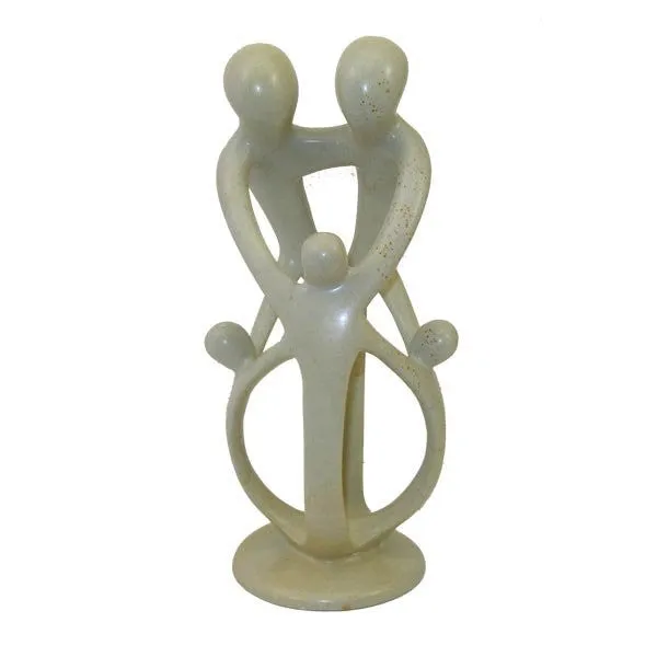 8-inch Family Soapstone Sculpture - 2 Parents and 3 Children