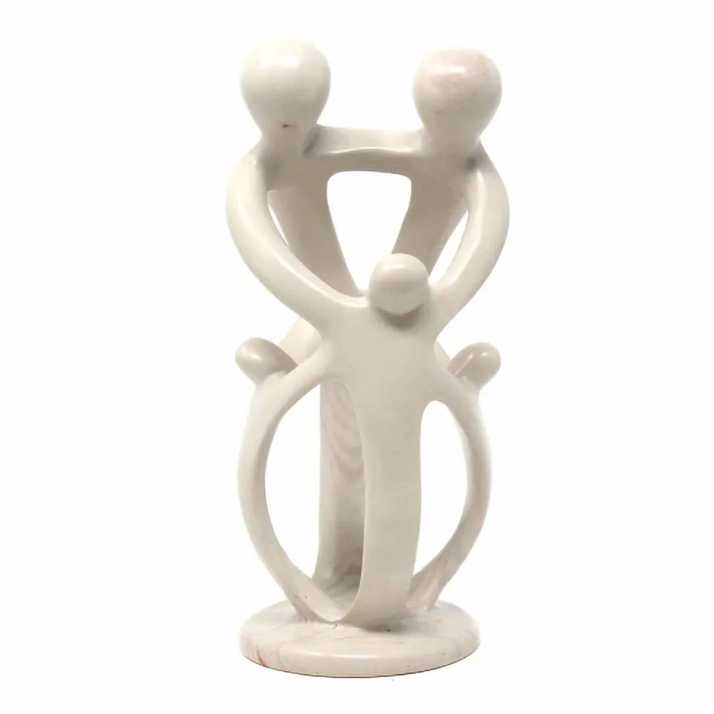 8-inch Family Soapstone Sculpture - 2 Parents and 3 Children