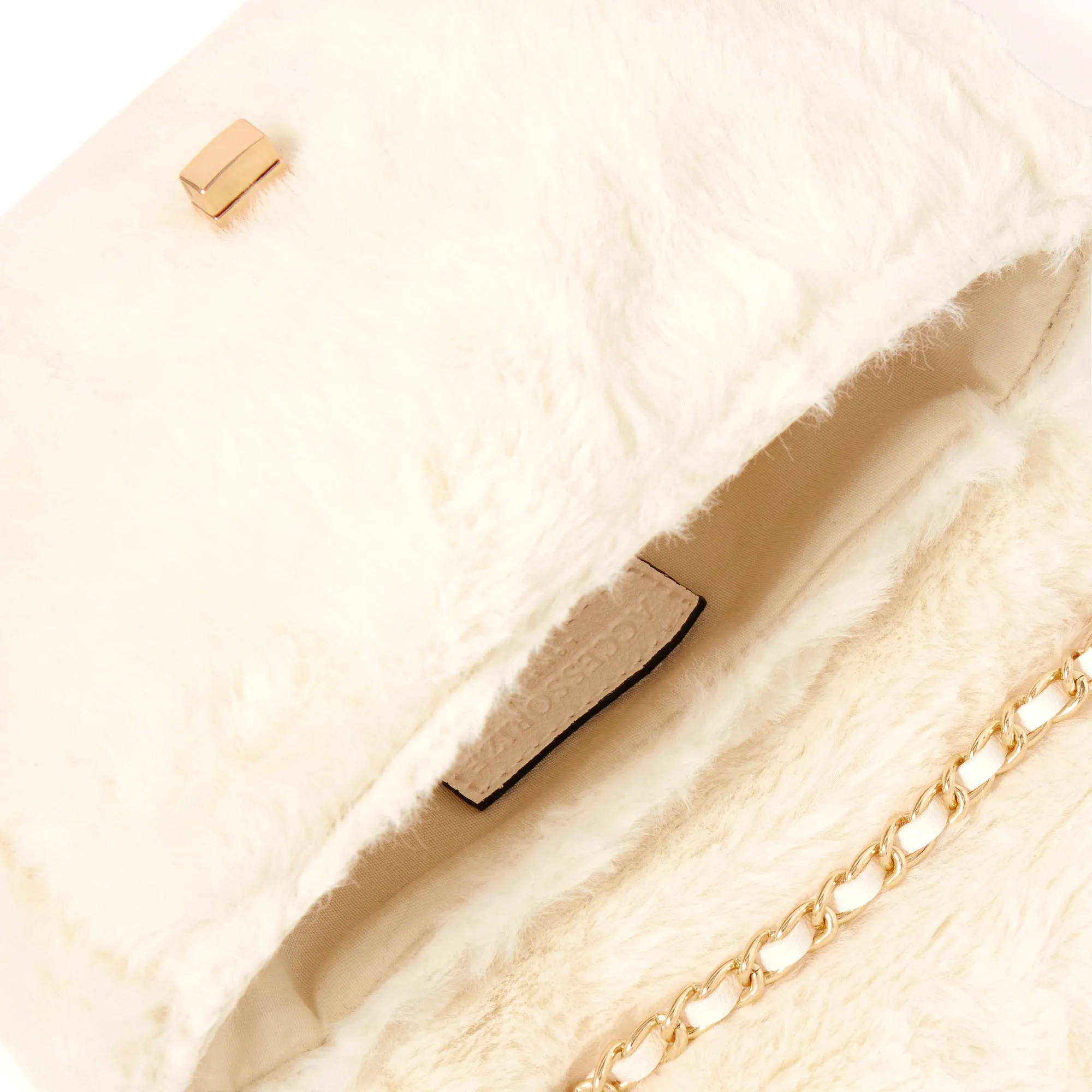 Accessorize London Women's Billie Mini Faux Cream Fur Cross-Body Bag