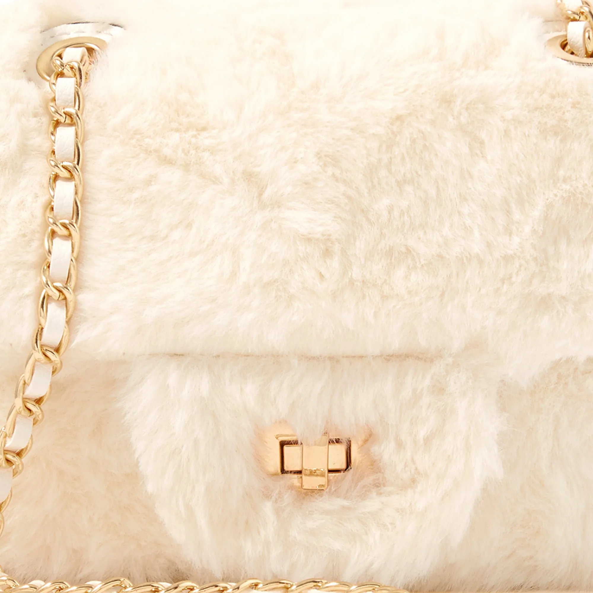 Accessorize London Women's Billie Mini Faux Cream Fur Cross-Body Bag