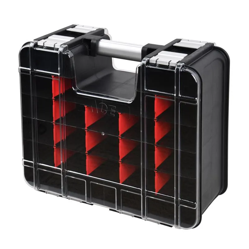 Ace 12.8 in. W X 6.42 in. H Double Sided Storage Organizer Metal/Plastic 26 compartments Black/Red