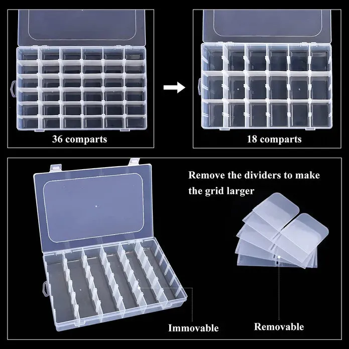 Adjustable Partition Clear Plastic Box Component Organiser