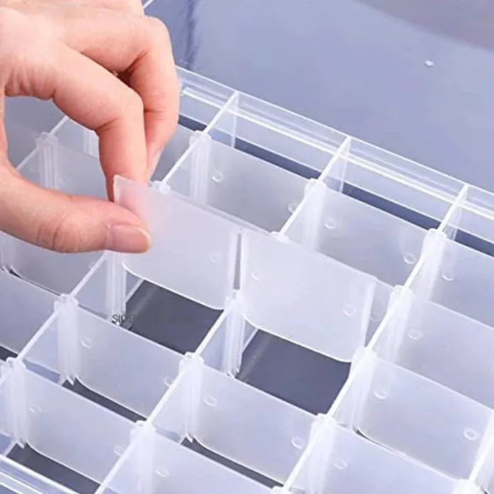 Adjustable Partition Clear Plastic Box Component Organiser