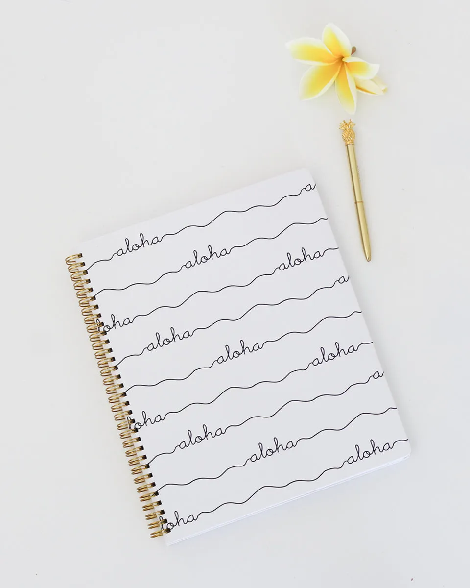 Aloha Cursive Pattern Spiral Notebook