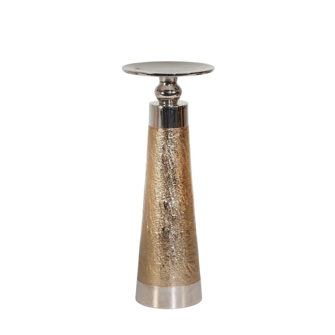 ALUMINUM 11" PILLAR HOLDER, GOLD/SILVER