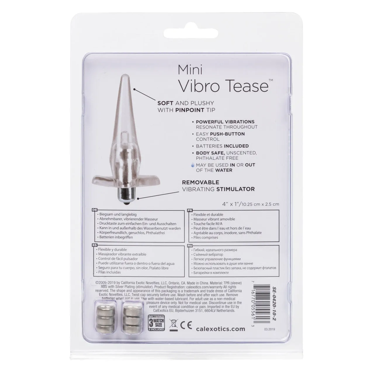 Anal Toys Mini Vibro Tease Vibrating Butt Plug - Clear