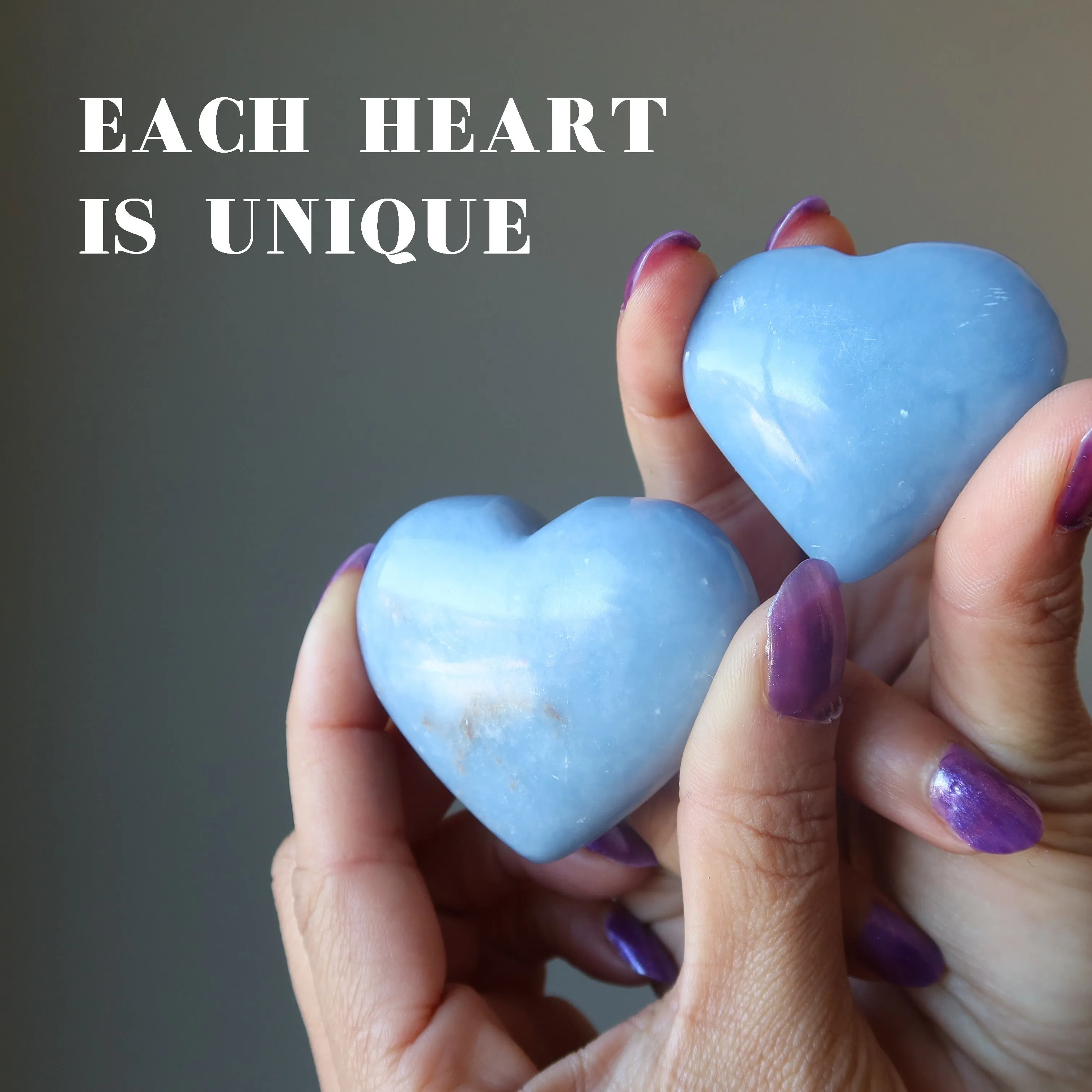 Angelite Heart Blue Wave of Love Vibration Crystal Healing Gemstone