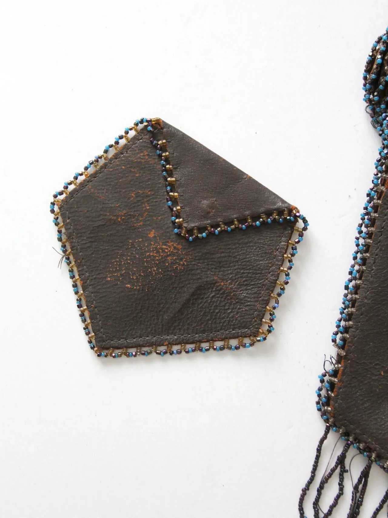 antique beaded leather pouch