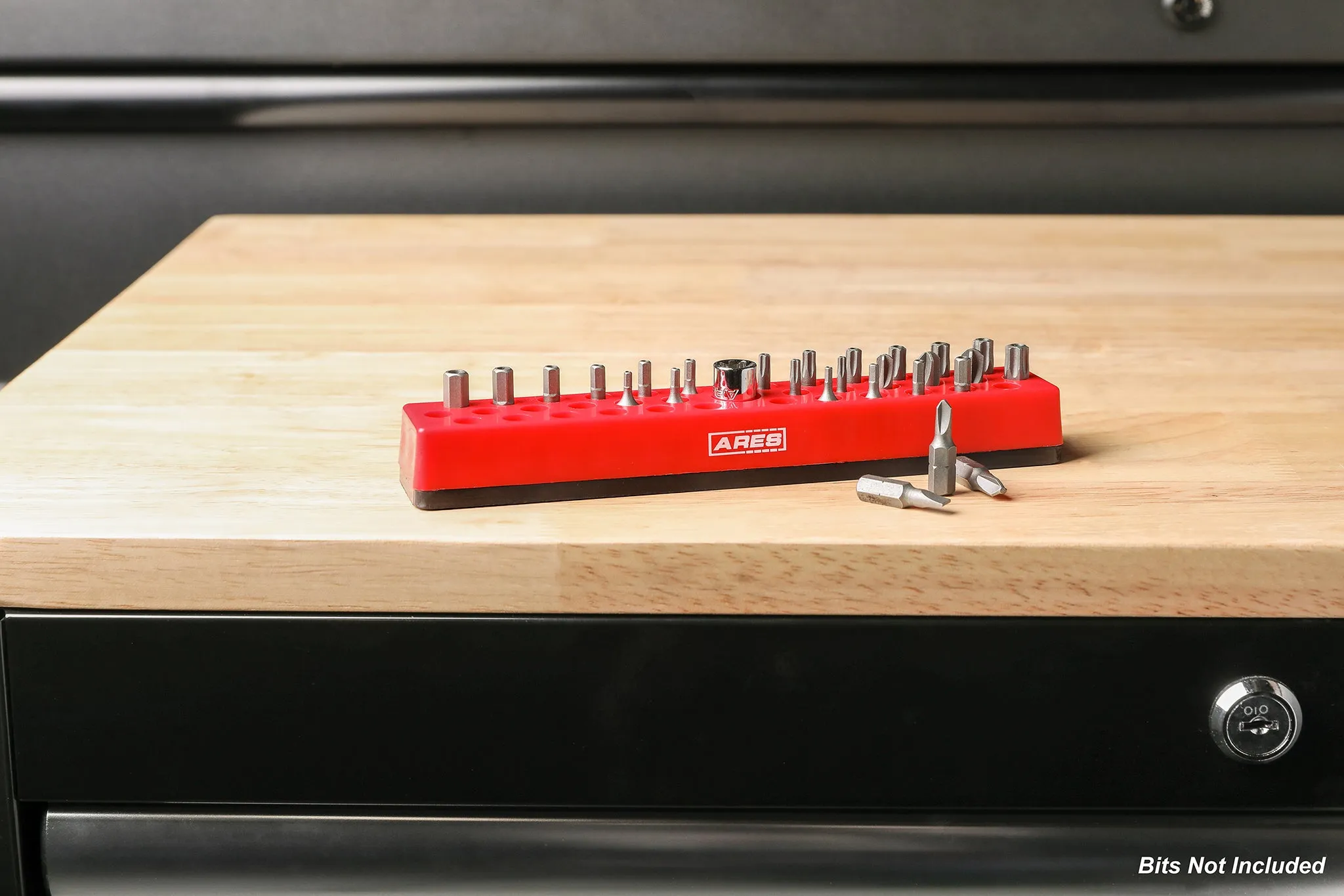 ARES 60011 - Red 37 Hole Hex Bit Organizer with Strong Magnetic Base