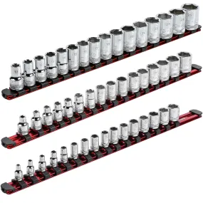 ARES 60124 - 3-Piece Red 17-Inch Aluminum Socket Rail Set with Locking End Caps