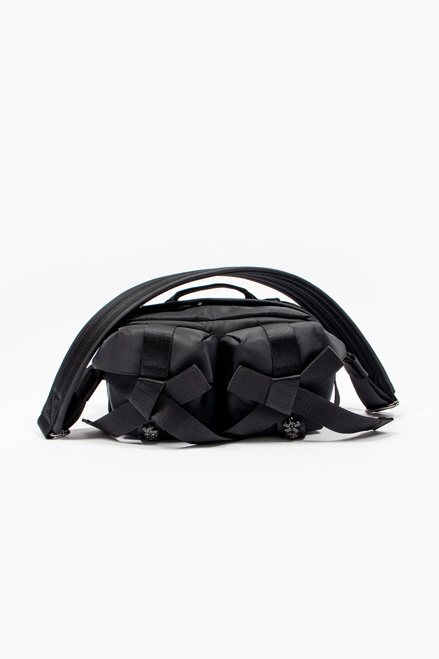 Beaded Classic Bow Crossbody Bag Black