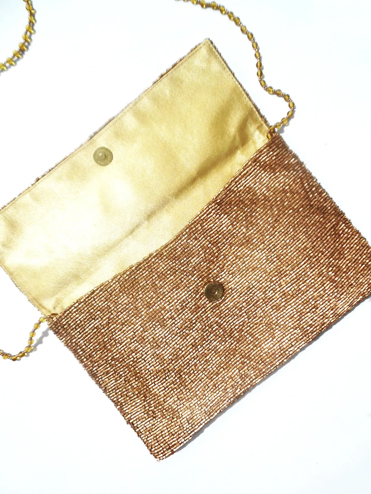 Beaded Envelope Clutch Bag Matte Black or Gold