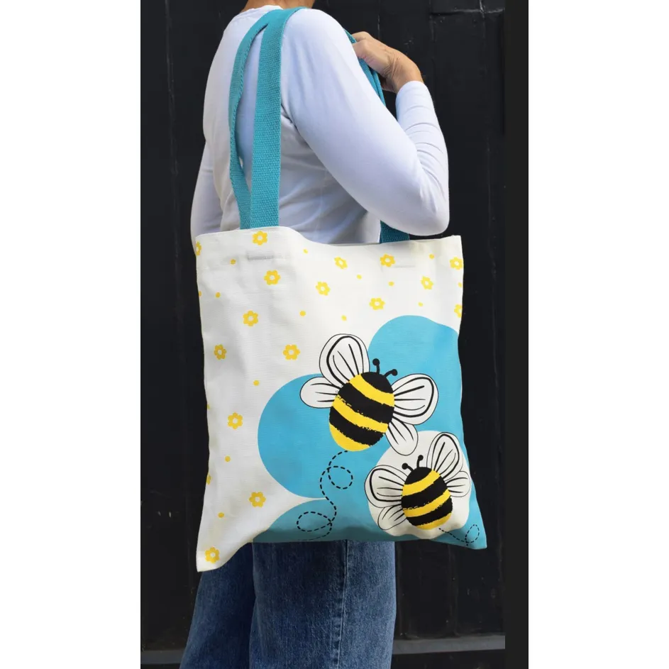 Bees Market Canvas Tote Bag