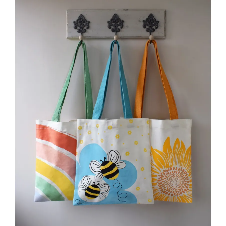 Bees Market Canvas Tote Bag