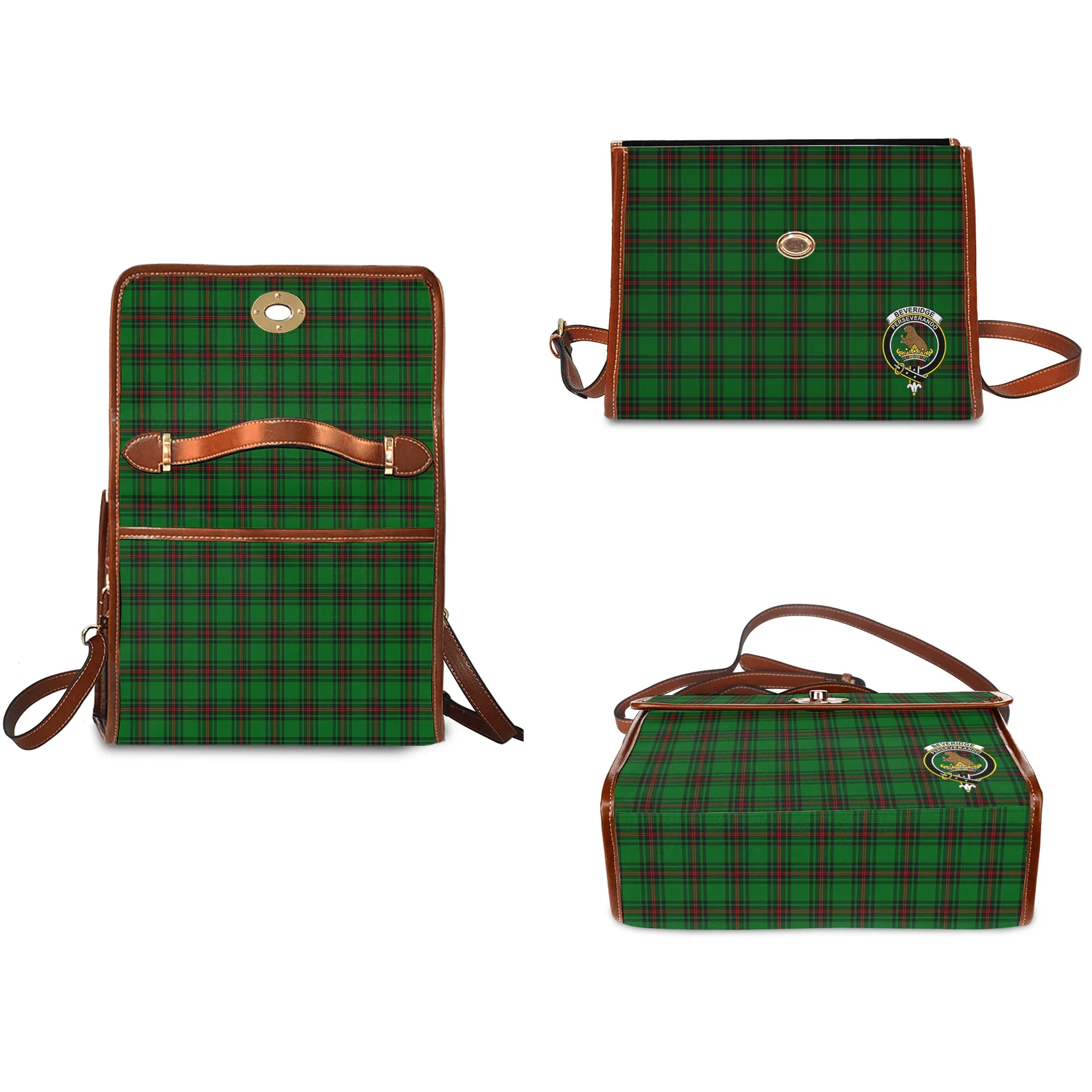 Beveridge Tartan Waterproof Canvas Bag with Family Crest