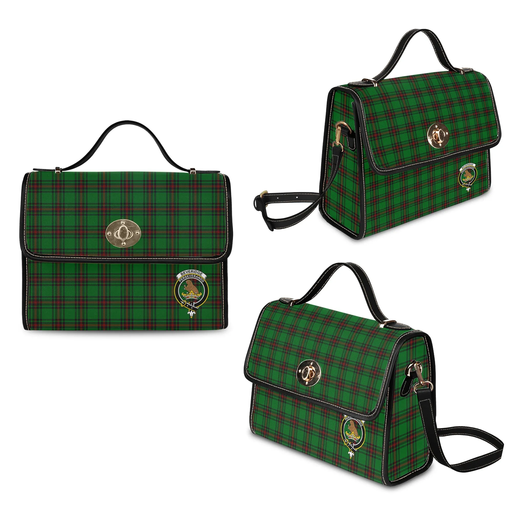 Beveridge Tartan Waterproof Canvas Bag with Family Crest