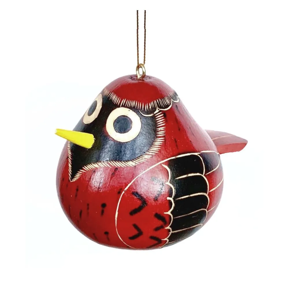 Birdie Cardinal Carved Gourd Ornament