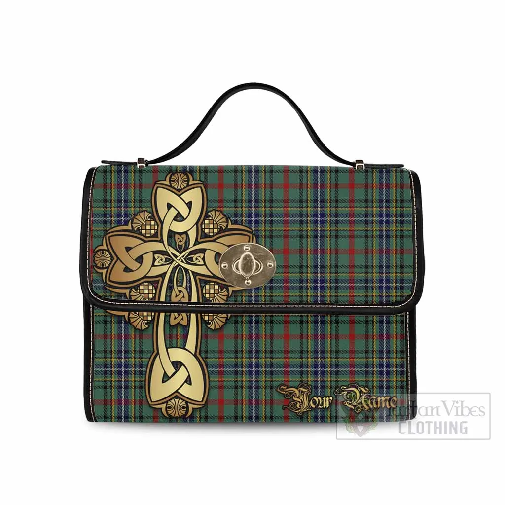 Bisset Tartan Waterproof Canvas Bag Golden Thistle Celtic Cross Style