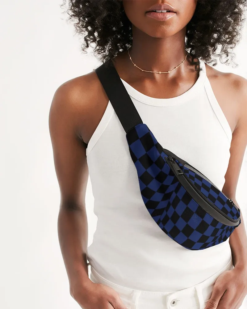 Black & Blue Checkerboard Crossbody Sling Bag (Unisex)