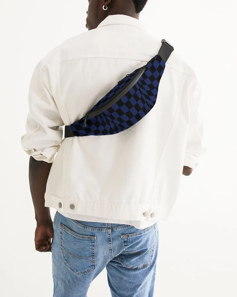 Black & Blue Checkerboard Crossbody Sling Bag (Unisex)