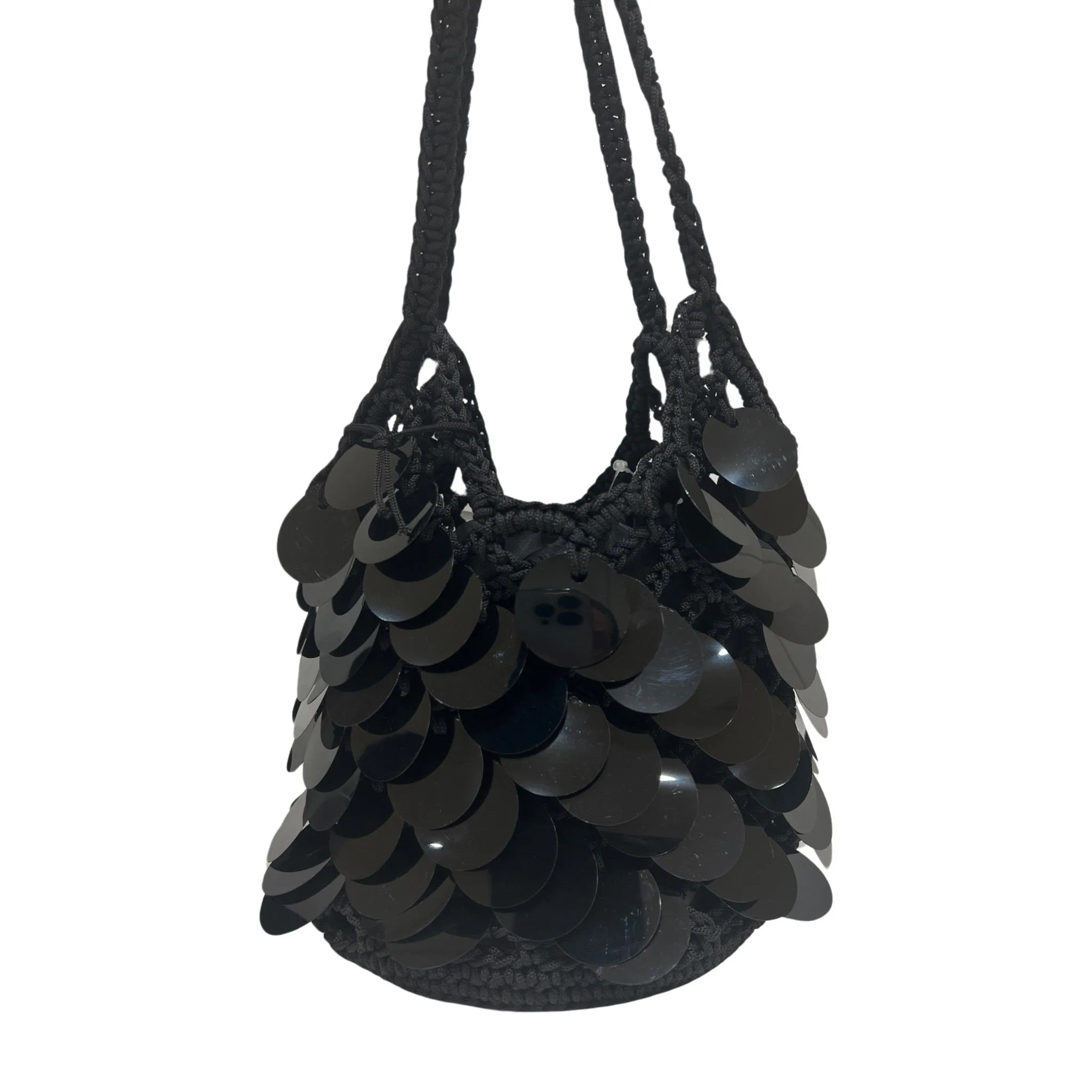 Black Bijoux Crochet Sequin Disc Bag