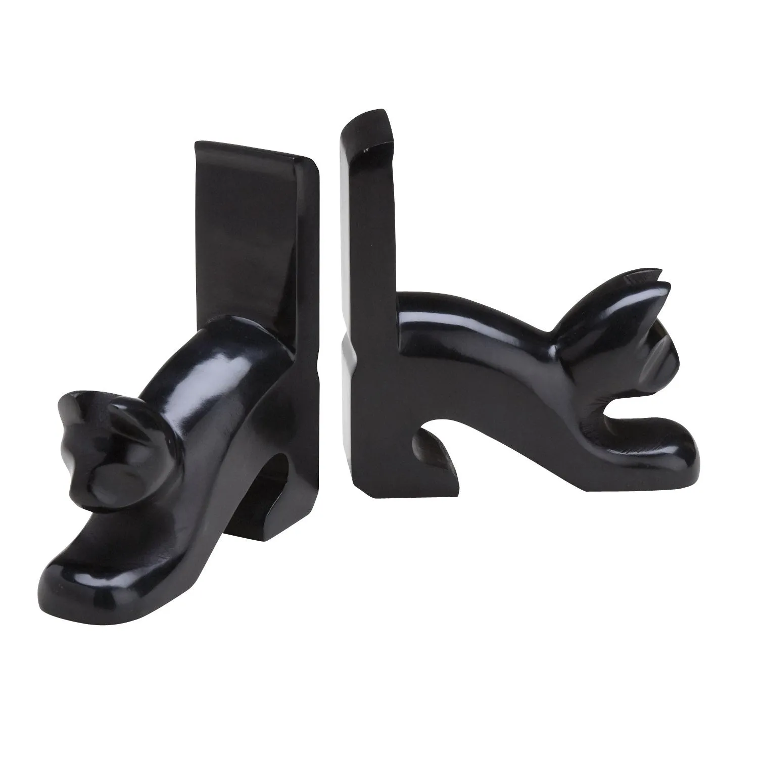 Black Cat Palewa Soapstone Bookendsg