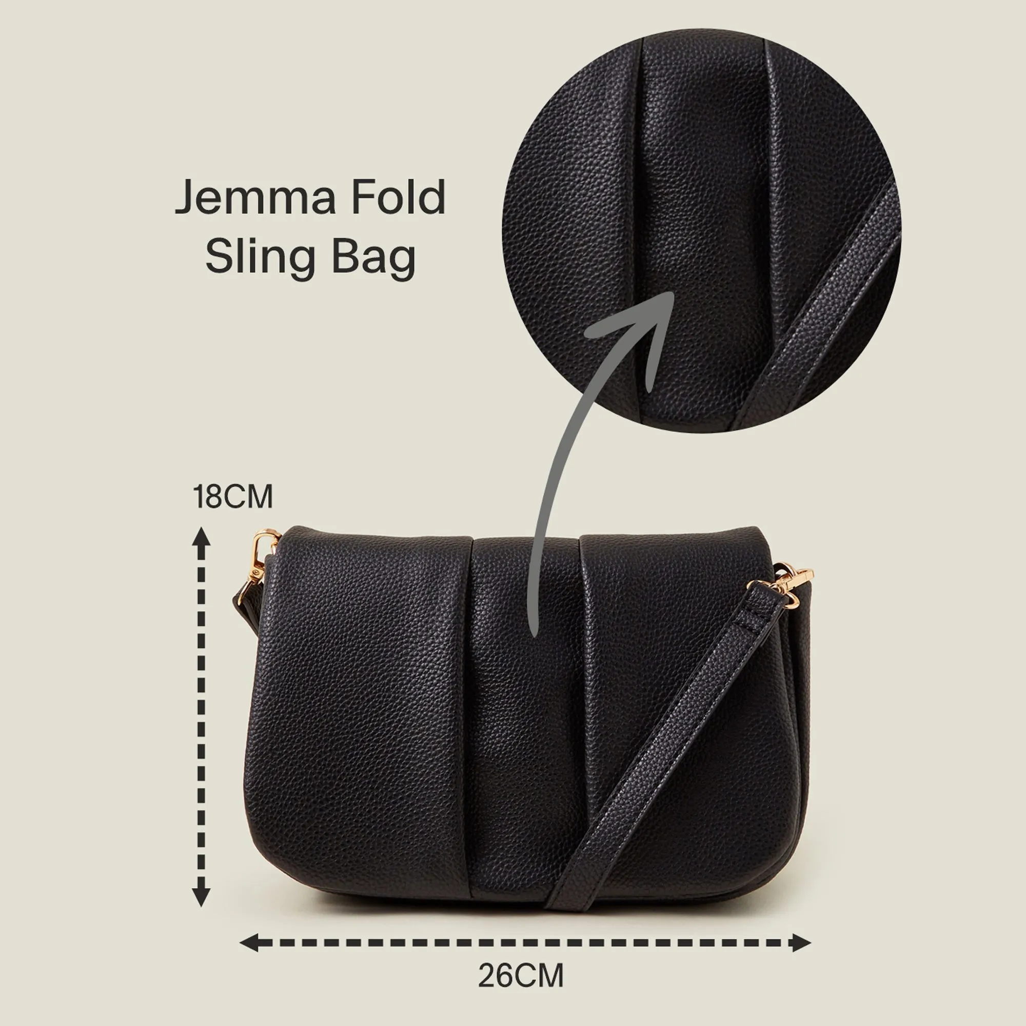 Black Jemma Fold Sling Bag