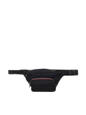 Black Waist Bag with Multiple Pockets