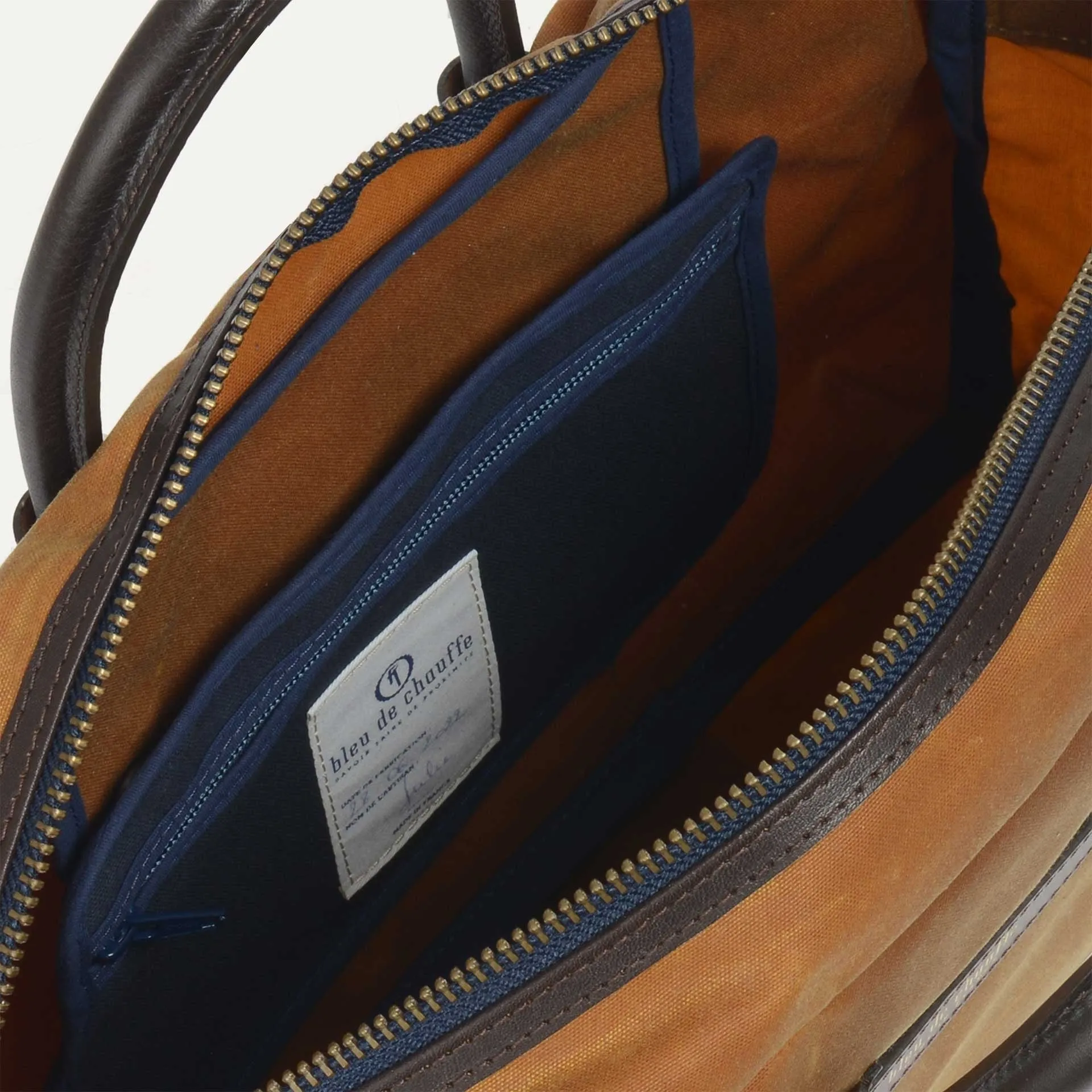 Bleu De Chauffe, Report Business Bag, Cumin Waxed