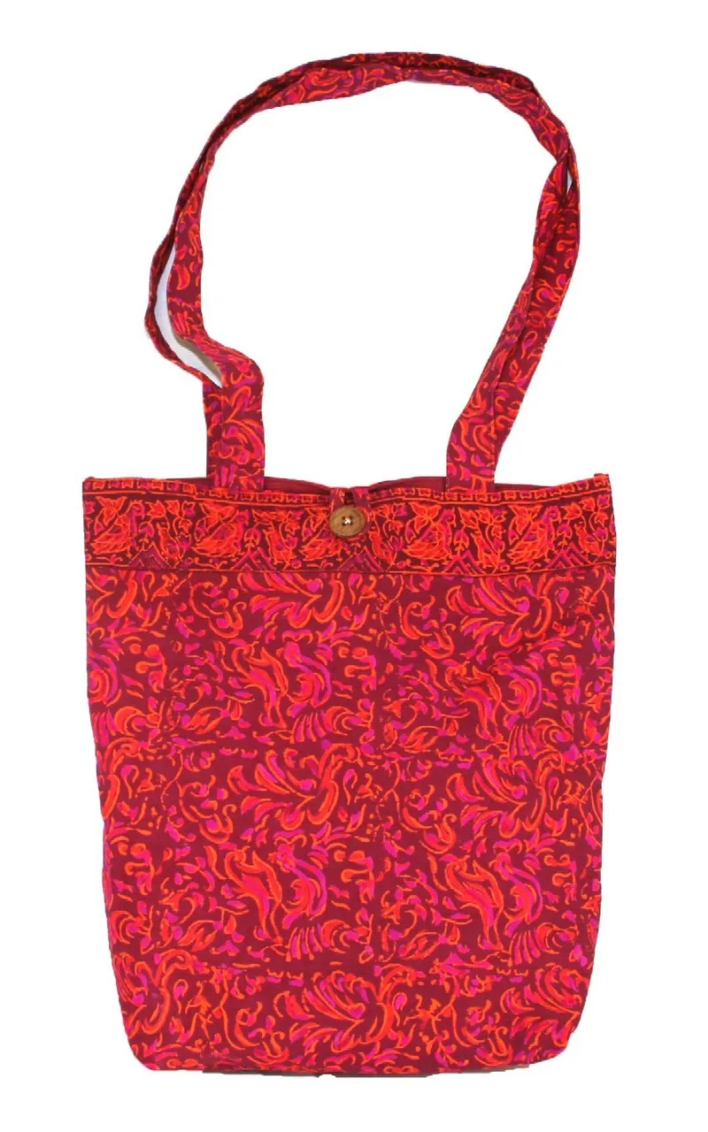 Block Printed Cotton Sanganeer College Tote Bag 15 x 15