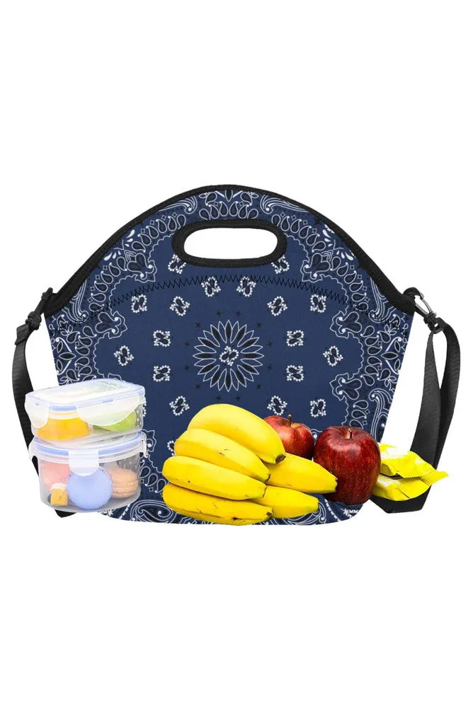 blue bandanna Neoprene Lunch Bag/Large (Model 1669)