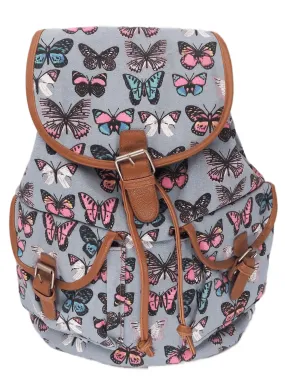 Bravo! Backpack Rucksack Drawstring (Butterfly, Gray)