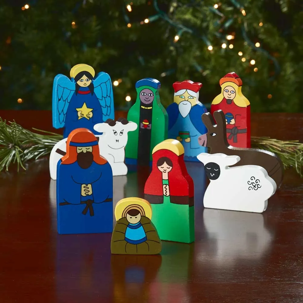 Bright Wood 10-Piece Nativity Set