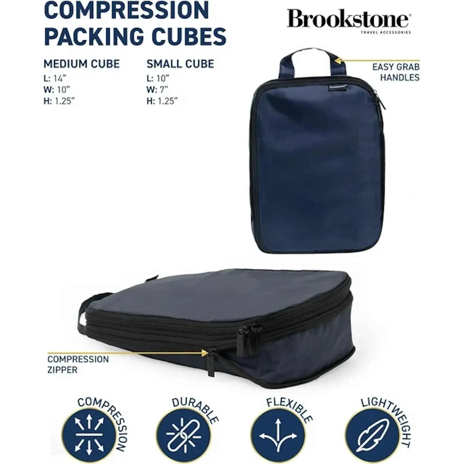 Brookstone 2 Piece Compression Suitcase Packing Cube Set