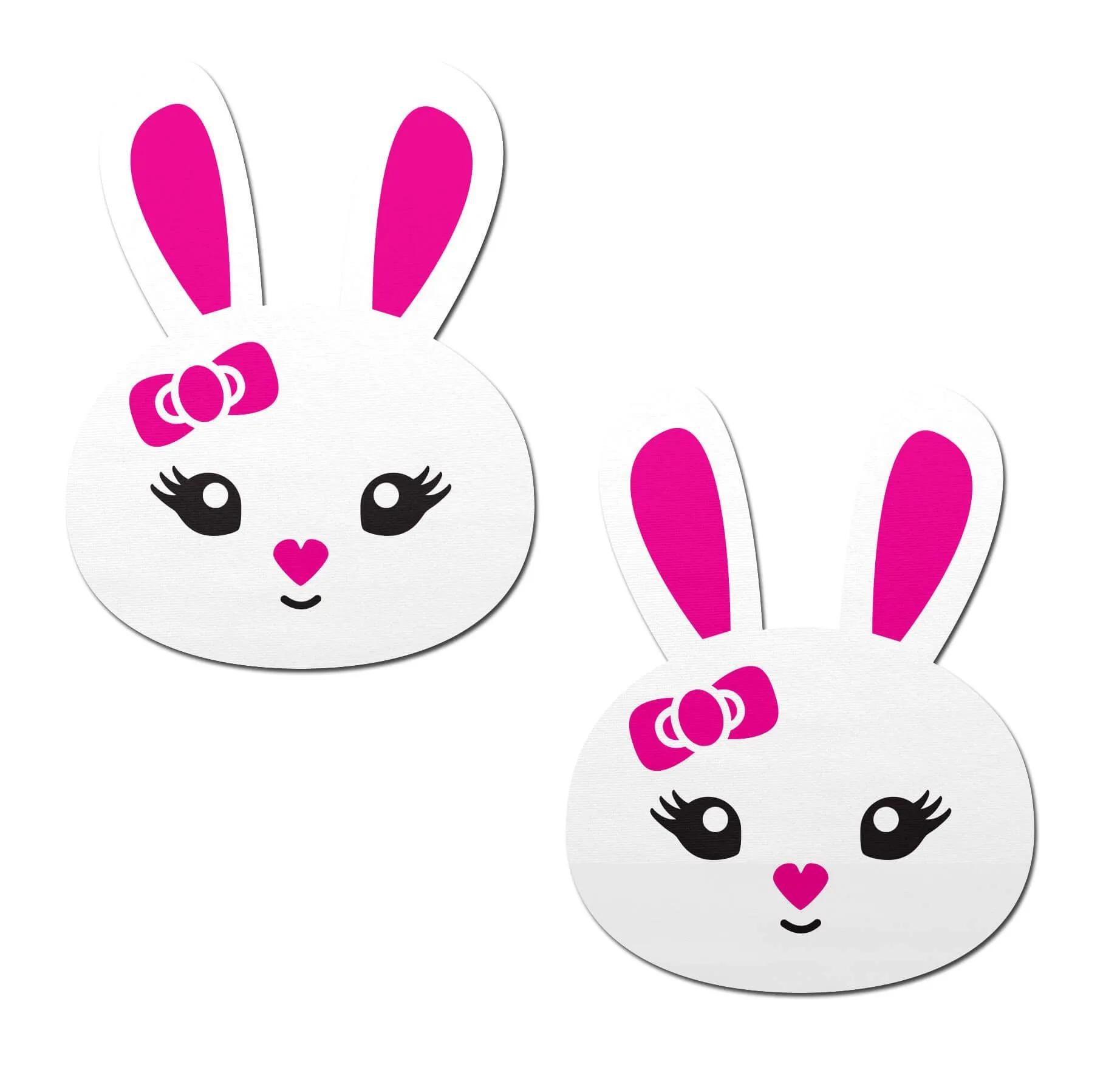 Bunny: Cute White Bunny with Pink Heart Nose Ears & Bow Nipple Pasties