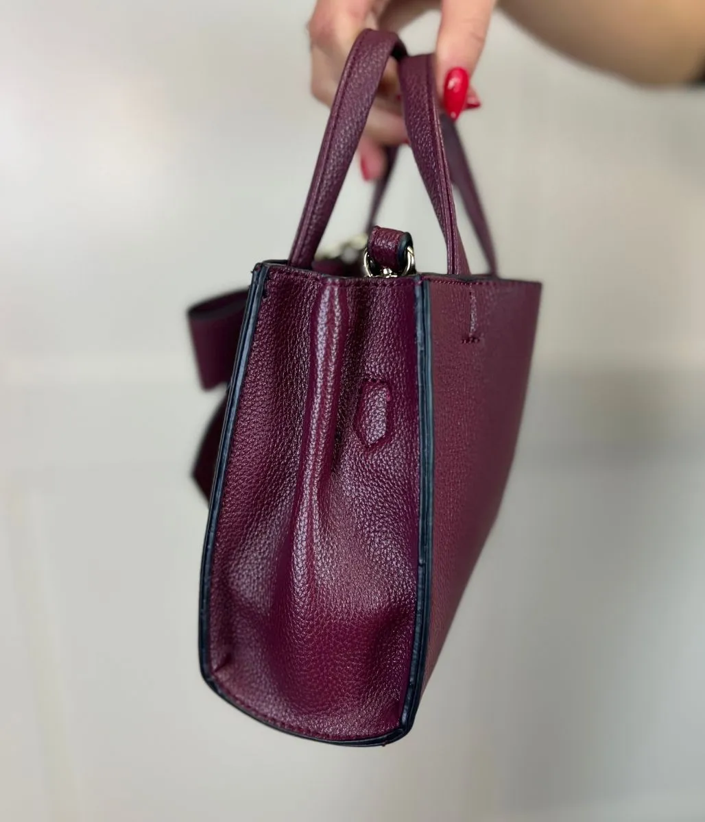 Burgundy Bow Detail Small Bag