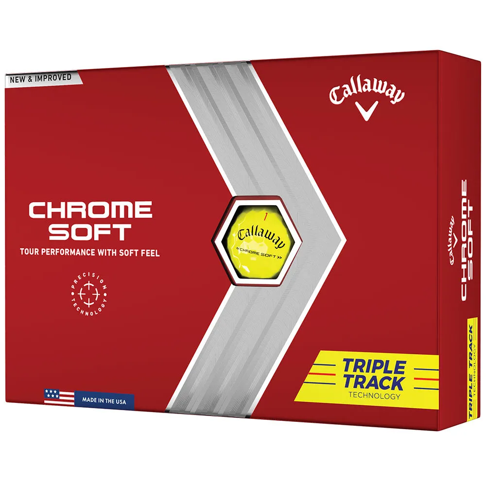 Callaway Chrome Soft Triple Track Golf Balls - Yellow - Double Dozen