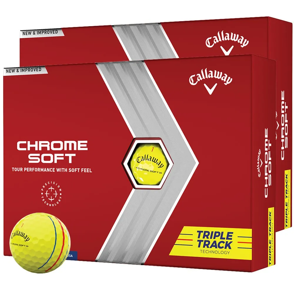 Callaway Chrome Soft Triple Track Golf Balls - Yellow - Double Dozen