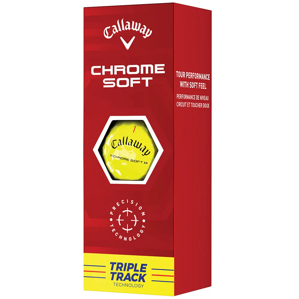 Callaway Chrome Soft Triple Track Golf Balls - Yellow - Double Dozen