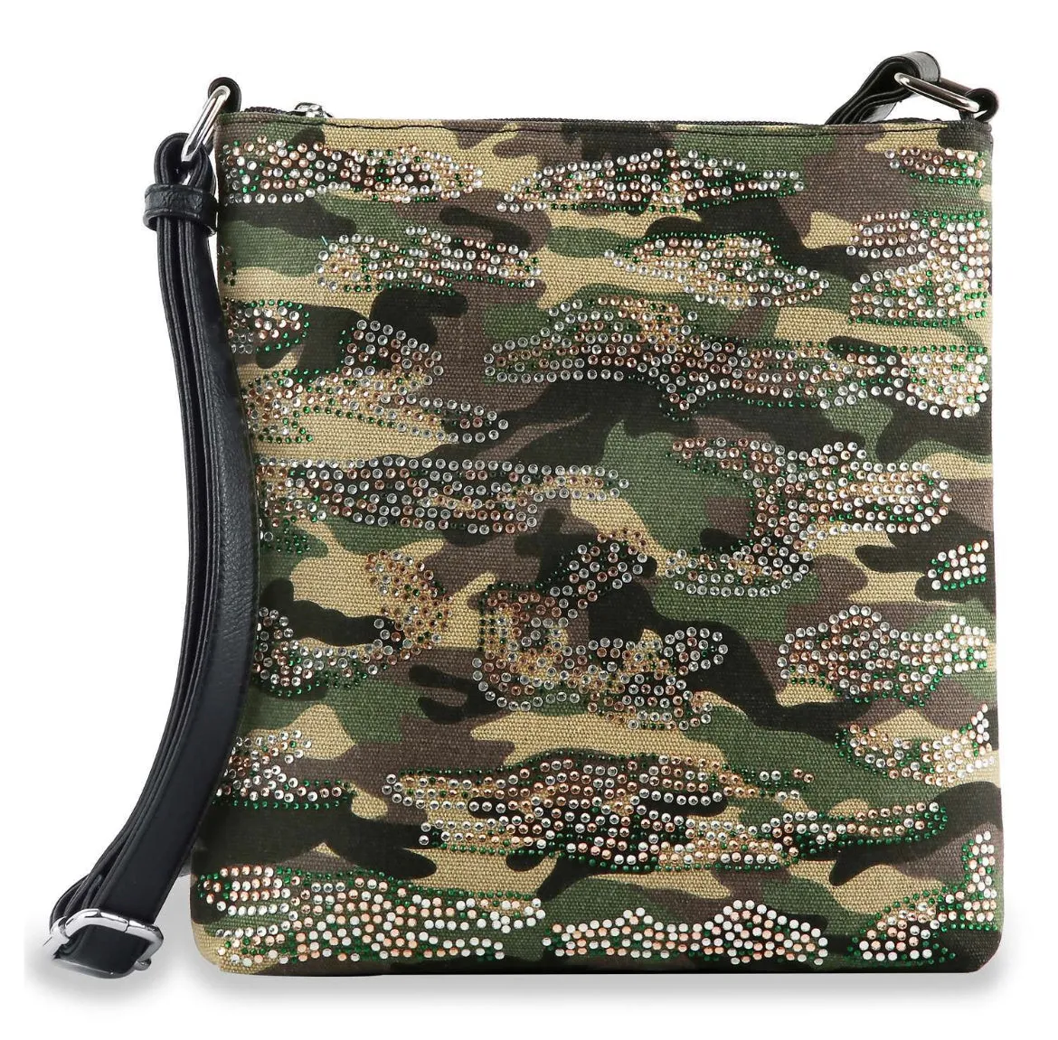 Camo Print Rhinestones Crossbody Sling