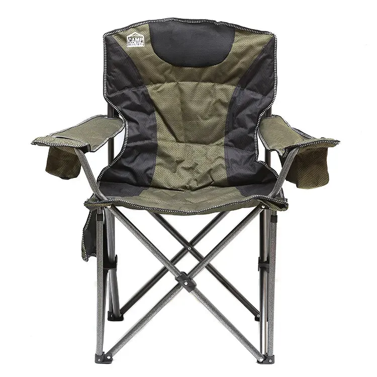 Campmaster Expedition Deluxe Camping Chair with Side Pocket Olive